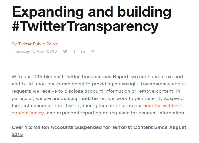 Twitter khóa hơn 1,2 triệu tài khoản trên MXH có liên quan đến khủng bố